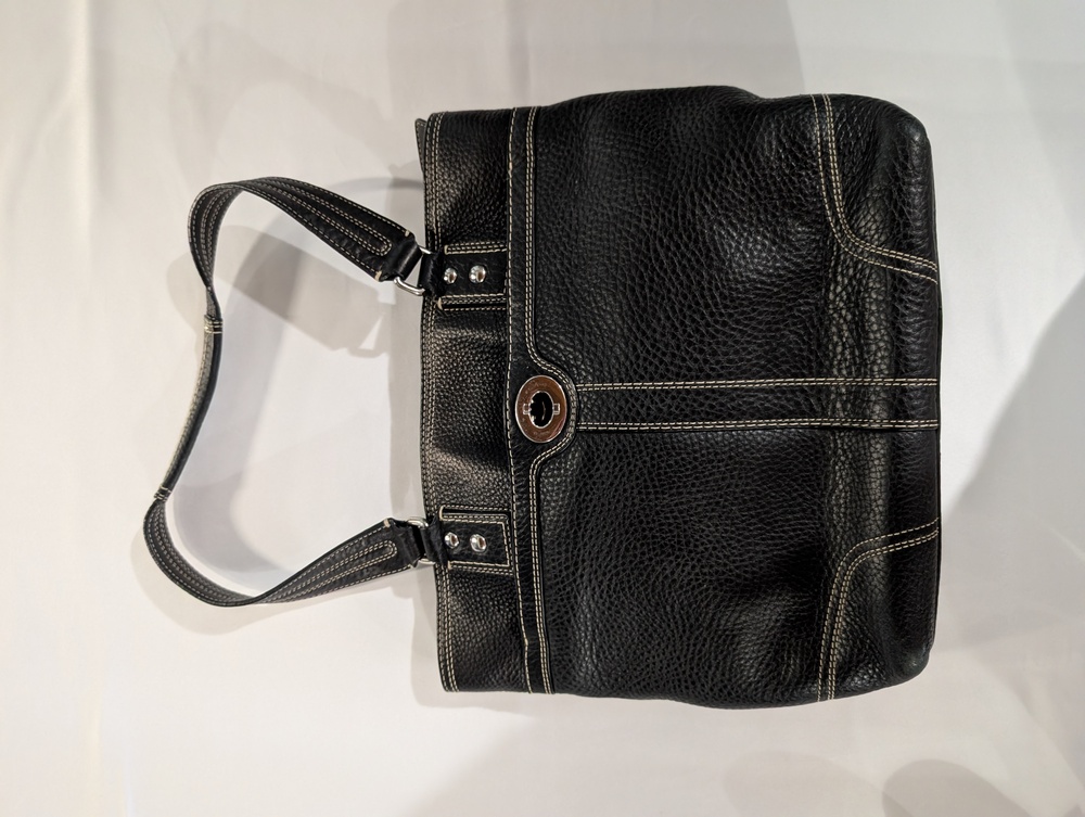Coach Black Leather Shoulder Tote Bag - Picture 2 of 4